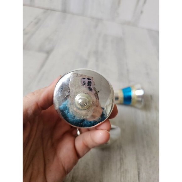 Vintage glitter mercury glass bell ornament gold striped green red blue set Xmas - Picture 6 of 15